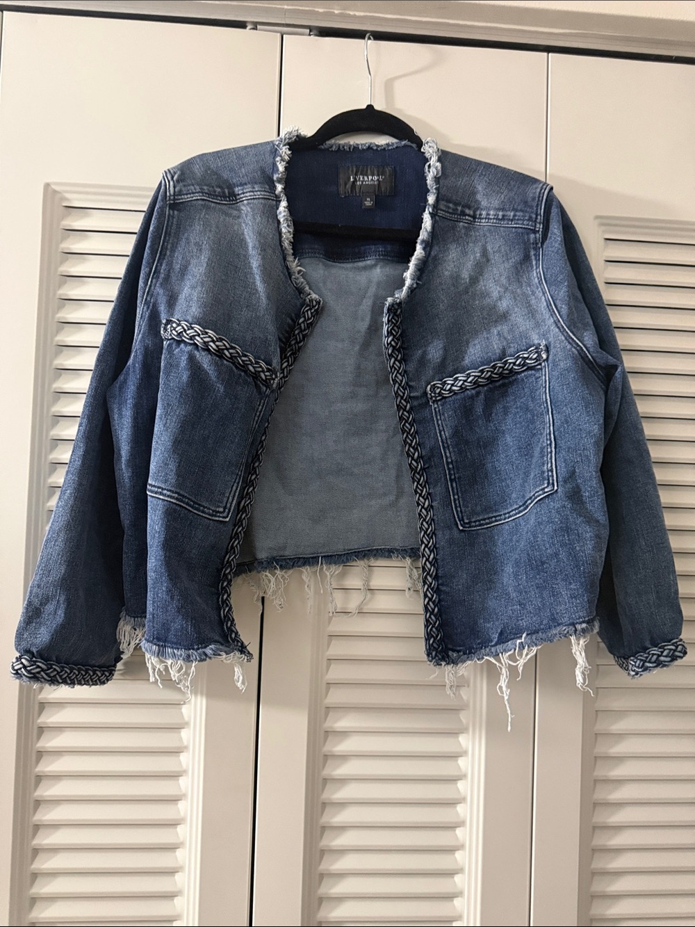 Liverpool Jeans Company Blue Cropped Denim Jacket with Braided Trim